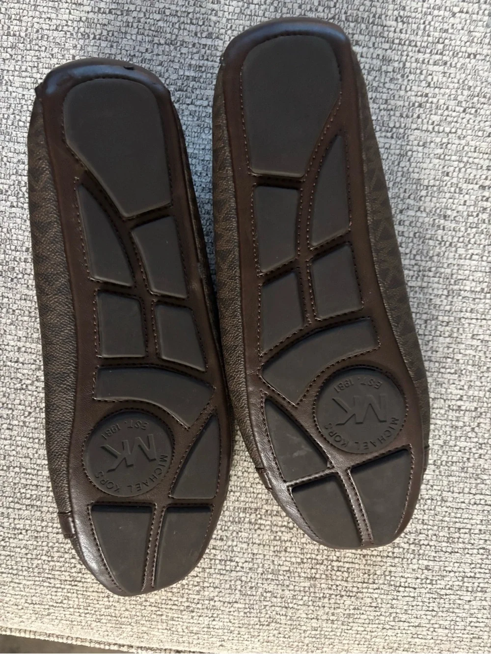Michael Kors Dark Brown Leather Logo-Emblem Ballet Flats